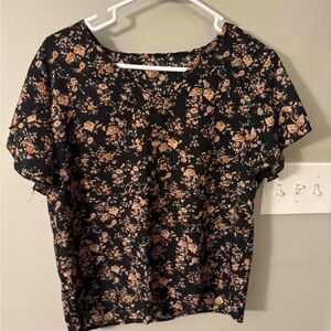 Floral Black Top for Women